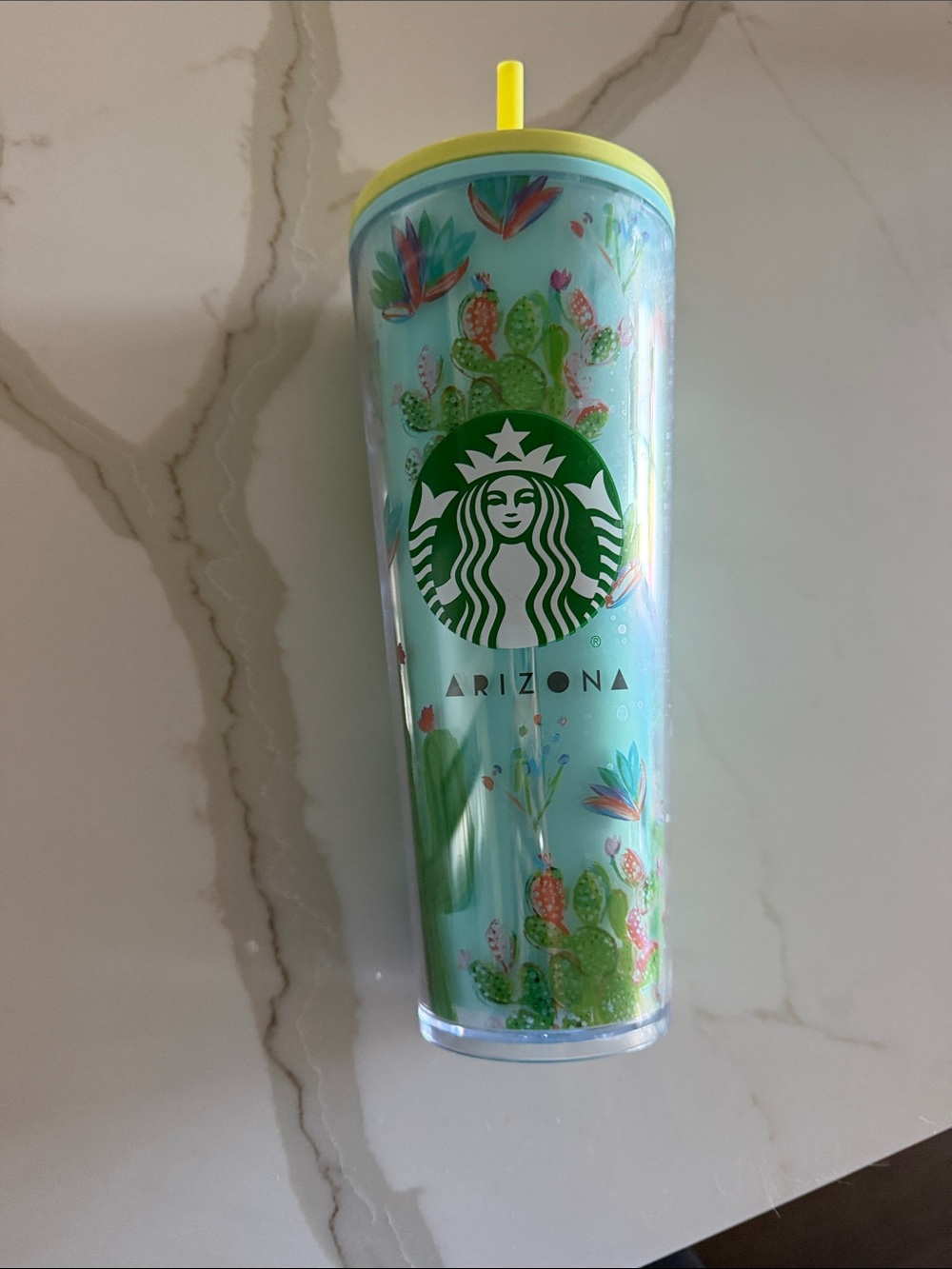 Starbucks Mint Green & Yellow Arizona Cactus Tumbler